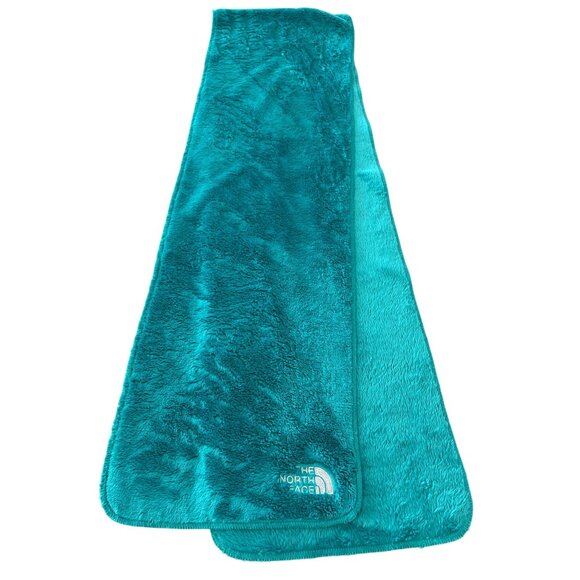 The North Face Fleece Scarf One Size Turquoise Thermal Comfort Embroidered Logo - Picture 1 of 6